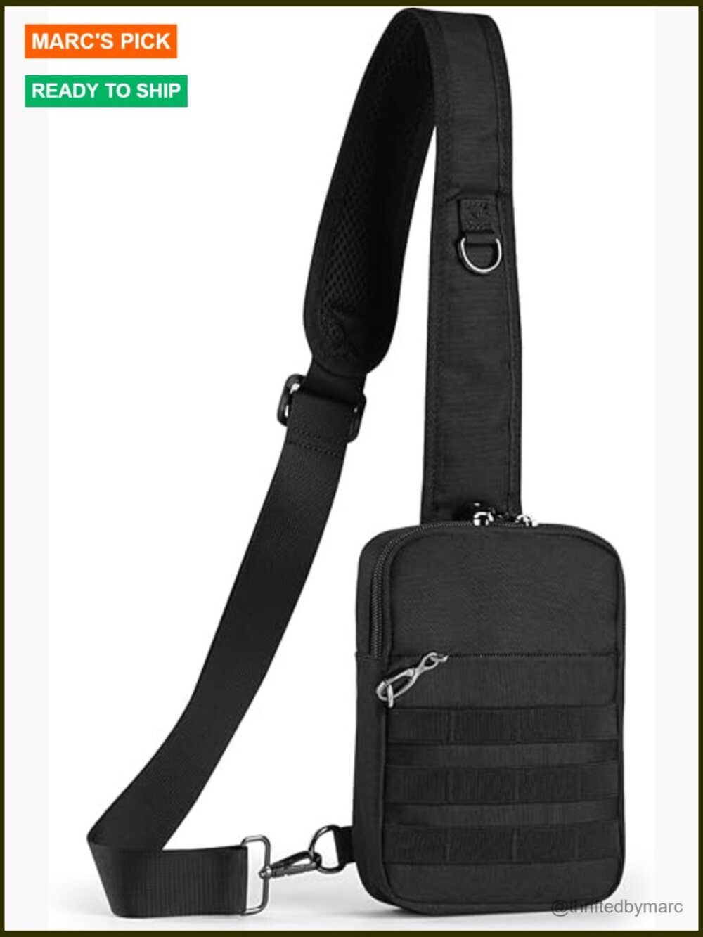 Mini Tactical Sling Bag with MOLLE System RFID Blocking Waterproof Crossbody